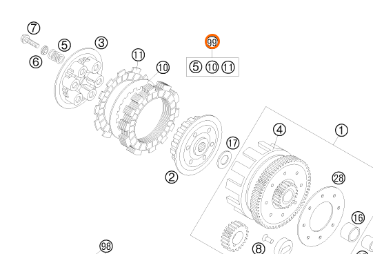 Комплект сцепления KTM OEM 47032010010 85 SX 2003-2014