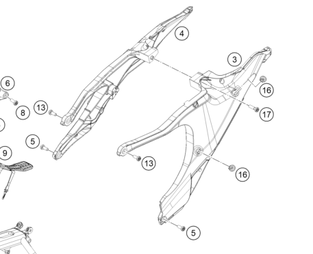 Подрамник левый и правый Replica Husqvarna OEM 25103002220C1Replica 25103002210C1Replica 2020-2023