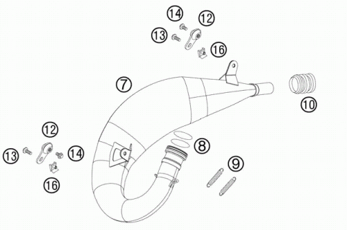 Кольцо выхлопа KTM OEM 0770440030 (8-ая позиция на фото) KTM 2T 250-300 44x3mm