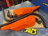 Защита рук FR с крепежом на траверсу Усиленная Hard с оранжевым лопухами под низкий руль KTM EXC 17+